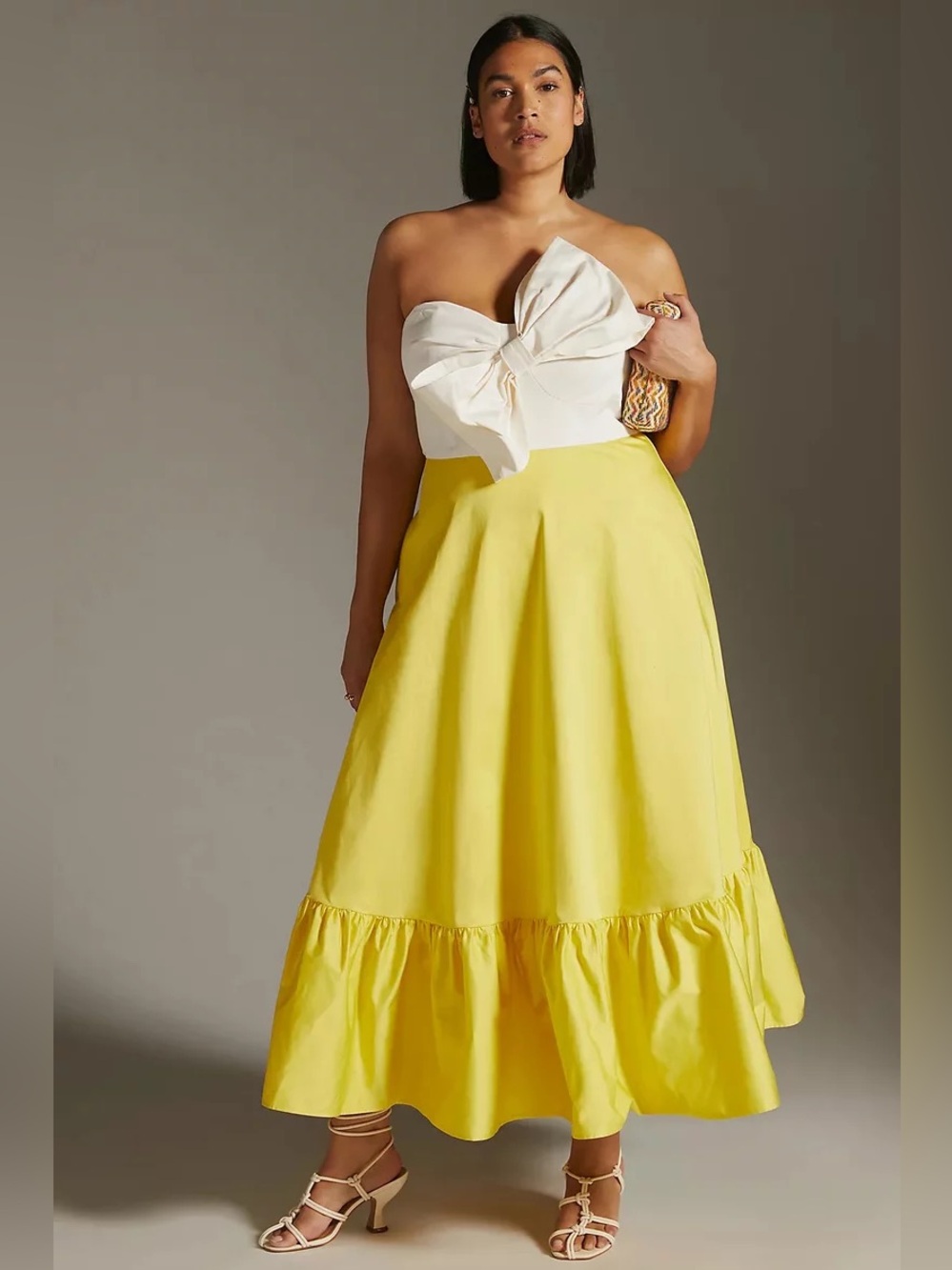 NWT Anthropologie Hutch Bow Tie Maxi Dress Strapless Cotton Size 22W